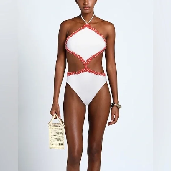 VALENTINO GARAVANI Beaded Cut-Away Swimsuit $4,708 large comes with dust bag - Picture 1 of 17